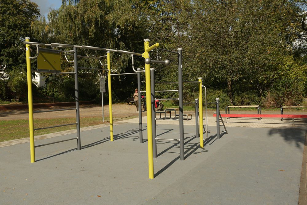 Die Calisthenics-Anlage im Zoopark ist die erste ihrer Art in Düsseldorf. (Foto:Landeshauptstadt Düsseldorf/David Young)