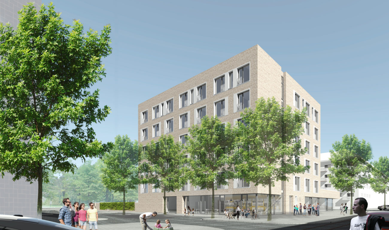 Animation des Ludgeri-Quartiers an der Merowinger Straße (Grafik: Caritasverband Düsseldorf/Abdelkader Architekten, Münster) Animation des Ludgeri-Quartiers an der Merowinger Straße (Grafik: Caritasverband Düsseldorf/Abdelkader Architekten, Münster)