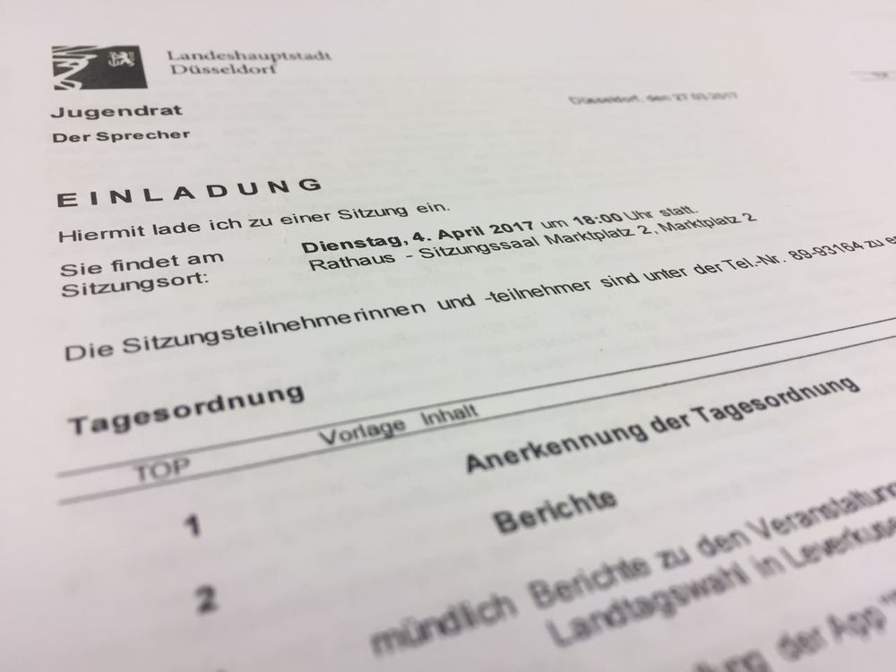 Für eine ordentliche Versammlung brauch es eine ordnungsgemäße Tagesordnung. (Foto: youpod) Für eine ordentliche Versammlung brauch es eine ordnungsgemäße Tagesordnung. (Foto: youpod)