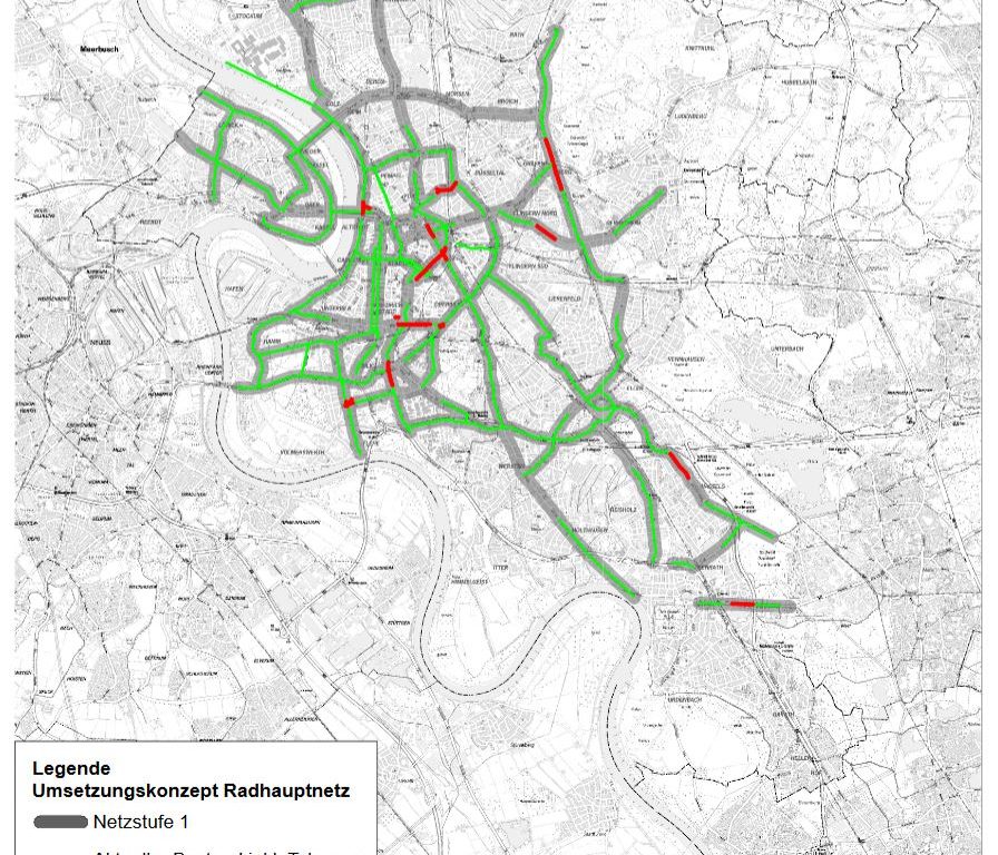 Auf der Grafik seht ihr die Radwegprojekte, die in 2020 anstehen. (Grafik: Landeshauptstadt Düsseldorf, Amt für Verkehrsmanagement) Auf der Grafik seht ihr die Radwegprojekte, die in 2020 anstehen. (Grafik: Landeshauptstadt Düsseldorf, Amt für Verkehrsmanagement)