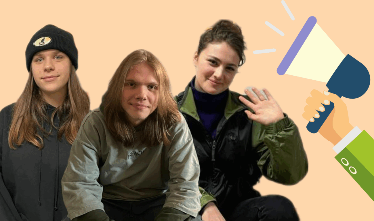 So kannst du dich in der Schule politisch engagieren Ludmilla, Deik und Maja (v.l.n.r.) setzen sich in der BSV politisch ein und geben Tipps, wie auch andere Schüler*innen ihre Stimme nutzen können. (Foto: Youpod / Athina)