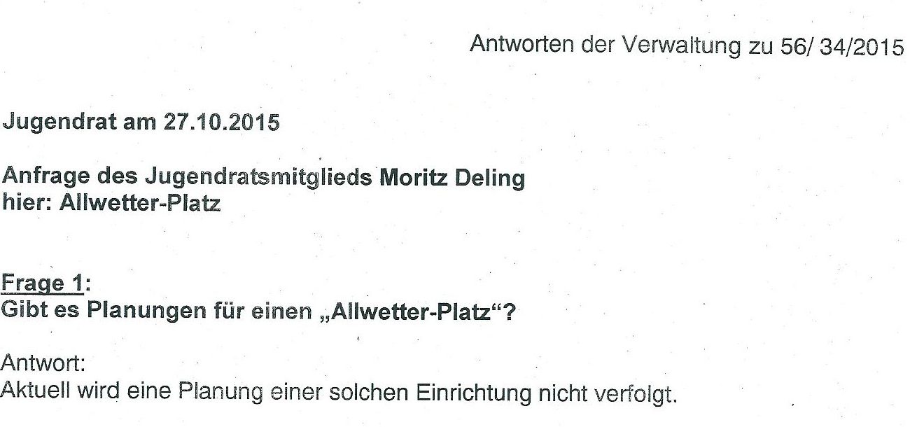 Anfrage aus der Sitzung des Jugendrates ©Jugendrat Düsseldorf