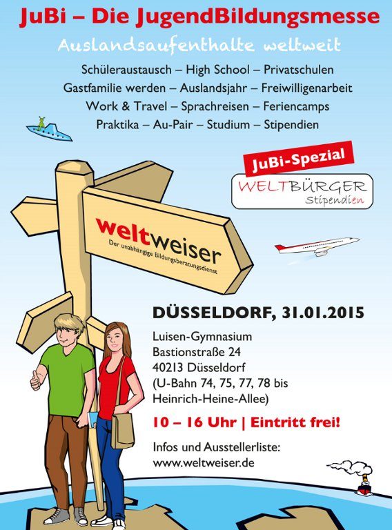 Im Januar ist die Messe in Düsseldorf. Flyer Jugend-Bildungsmesse