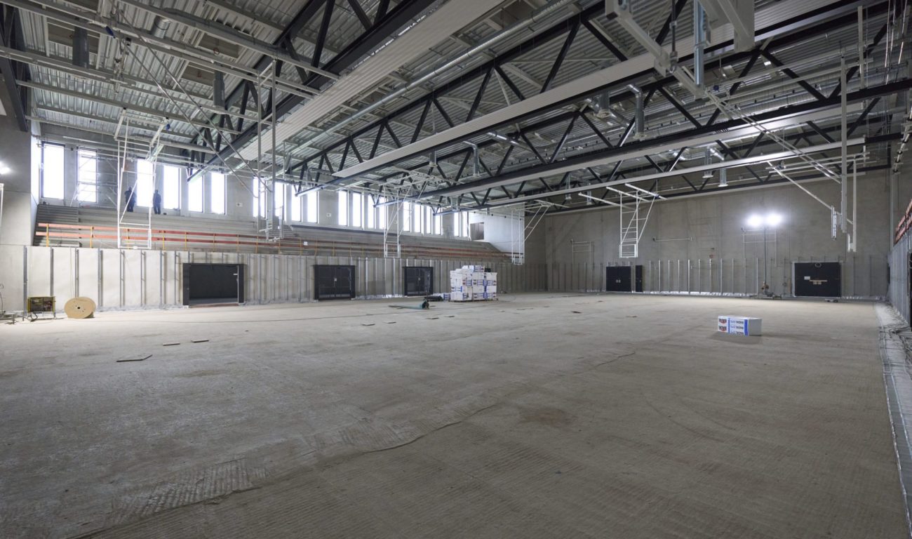 Die Ausmaße der Dreifachsporthalle sind gut zu erkennen. (Foto: Landeshauptstadt Düsseldorf/Claus Langer)